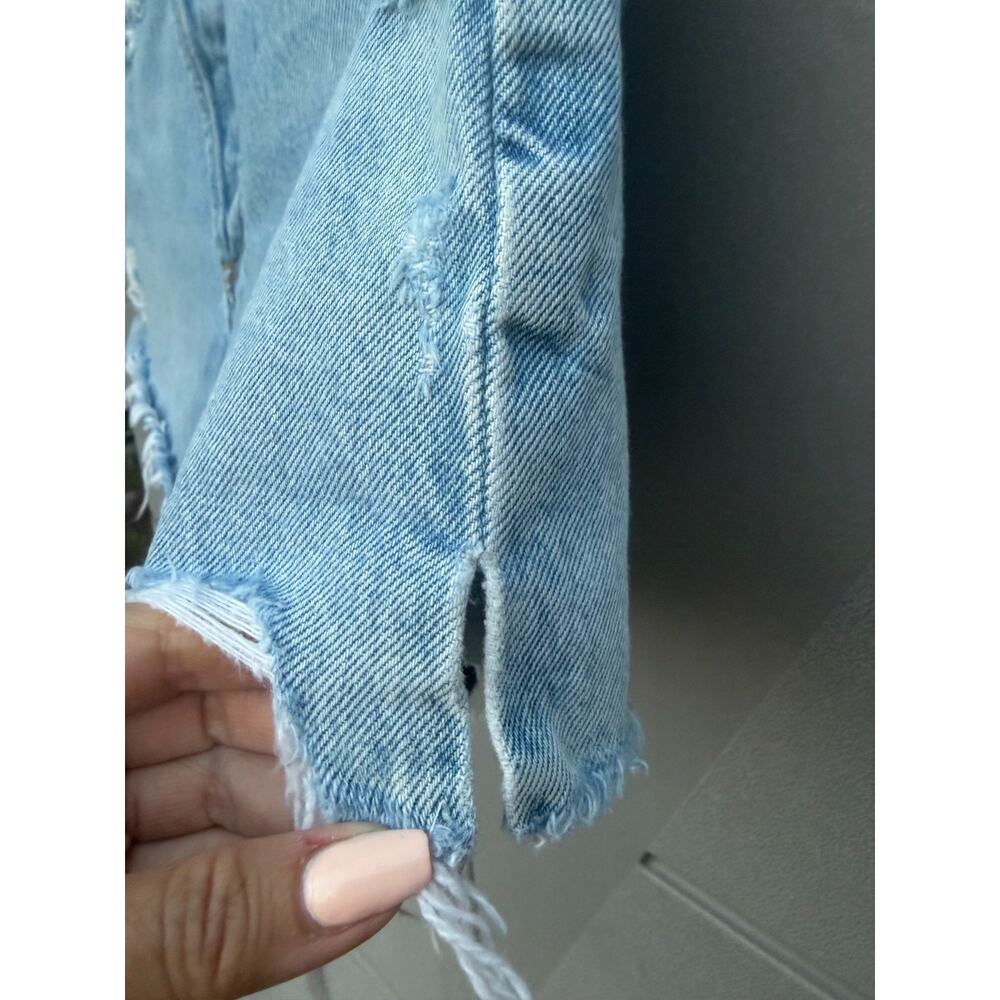 AGOLDE Dee Denim Shorts 27 Chime Blue Light Wash High Rise Distressed Raw Hem - Picture 9 of 13